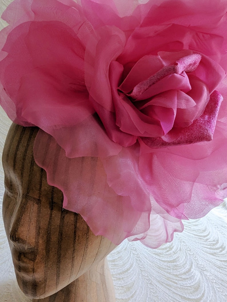 NEW COLOR Large 12 Silk and Velvet Hot Pink Fuchsia Rose for Hats Gowns Home Dec Fascinators Not Ready to Wear image 4