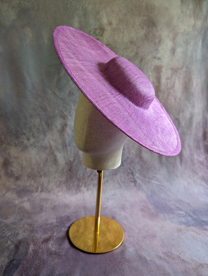 15 Orchid Cartwheel Hat Base Sinamay Straw Wide Brim Pink Purple Round Hatinator Form for DIY Derby Hat Millinery Supply Not Ready to Wear image 2