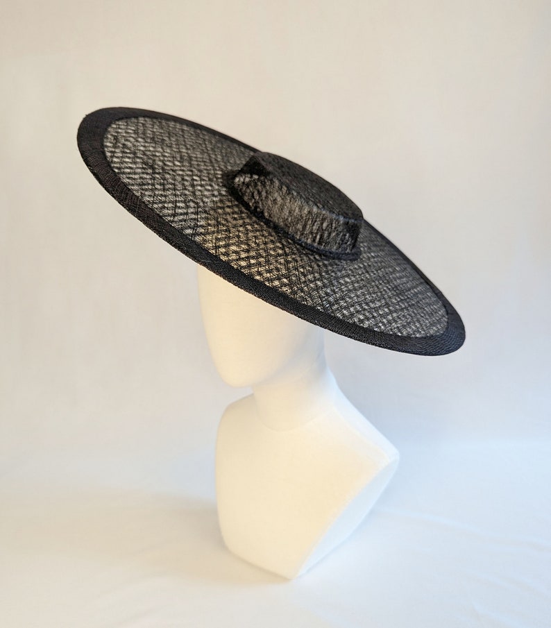 17.25 Black Cartwheel Hat Base Woven Sinamay Straw Wide Brim Hat Form for DIY Millinery Supply Round Shape Not Ready to Wear image 6