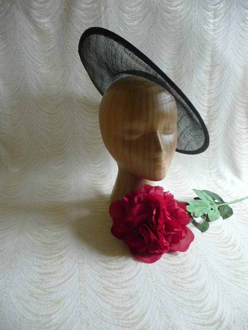 Black Saucer Hat Base Contoured Sinamay Straw Wide Hat Form Etsy