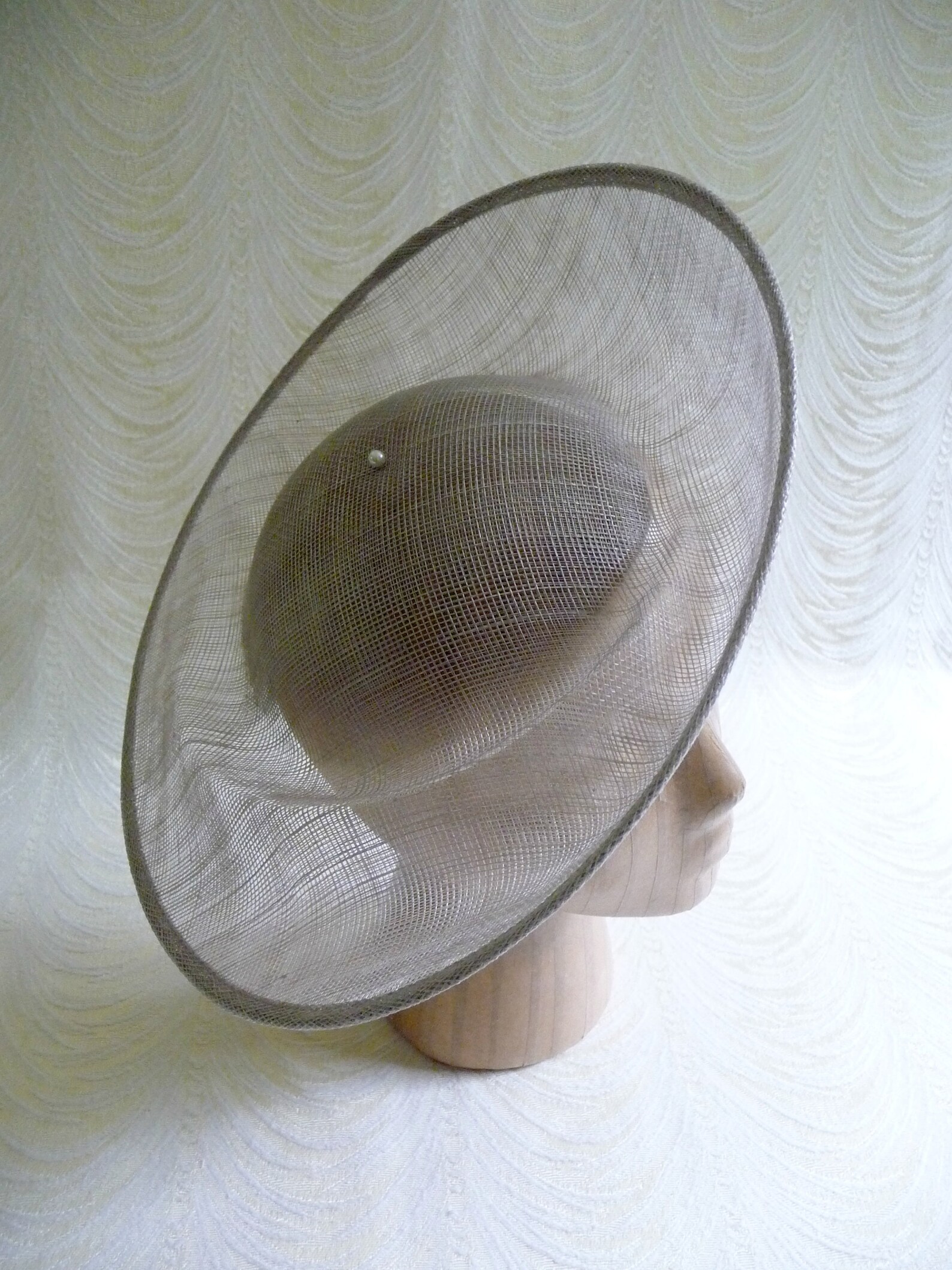 Taupe Gray Saucer Hat Base Contoured Sinamay Straw Fascinator Etsy