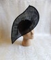 Black Hat Base Sinamay Straw Hatinator Form for DIY Fascinator Millinery Supply Contoured Oblong Shape Wide Upturned Brim Not Ready to Wear 