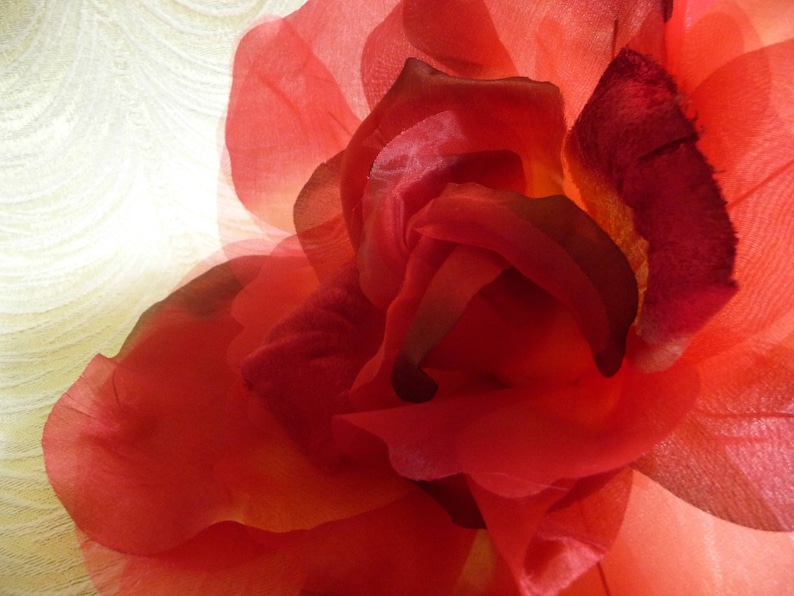 Large Red Silk and Velvet Rose Millinery Flower for Hats Gowns Weddings Home Dec Fascinators