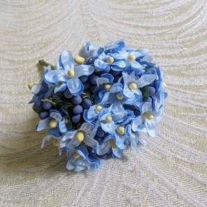 Small Blue Forget Me Nots Bunch of Millinery Flowers NOS for Dolls, Crafts, Hats, Corsage