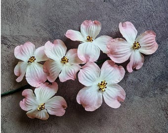 Pink Shaded Dogwood Flowers Spray of 6 Blossoms NOS for Hats Crafts