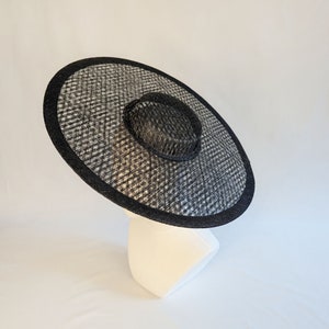 17.25 Black Cartwheel Hat Base Woven Sinamay Straw Wide Brim Hat Form for DIY Millinery Supply Round Shape Not Ready to Wear image 2