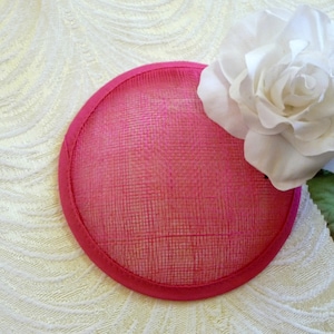 Fuchsia Pink Fascinator Base Sinamay Hat Form for DIY Hat Millinery Supply Round Shape