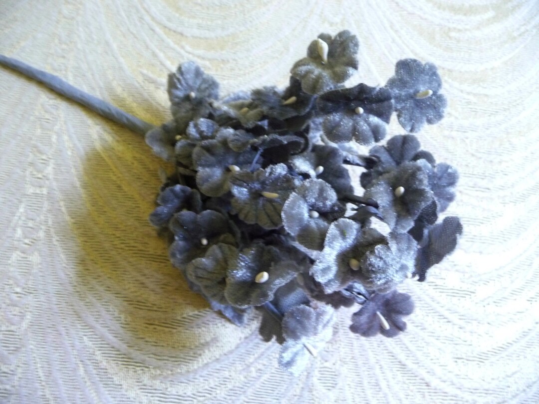 Velvet Millinery Flowers Pewter Gray Me Nots Bunch for Hats