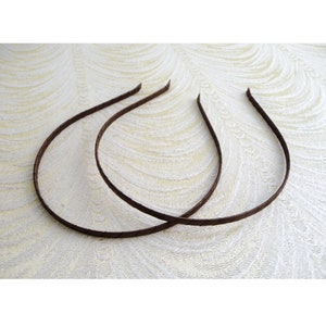 Two Brown Satin Ribbon Wrapped 5mm Blank Metal Headbands for Fascinators Hats DIY Hair Accessories