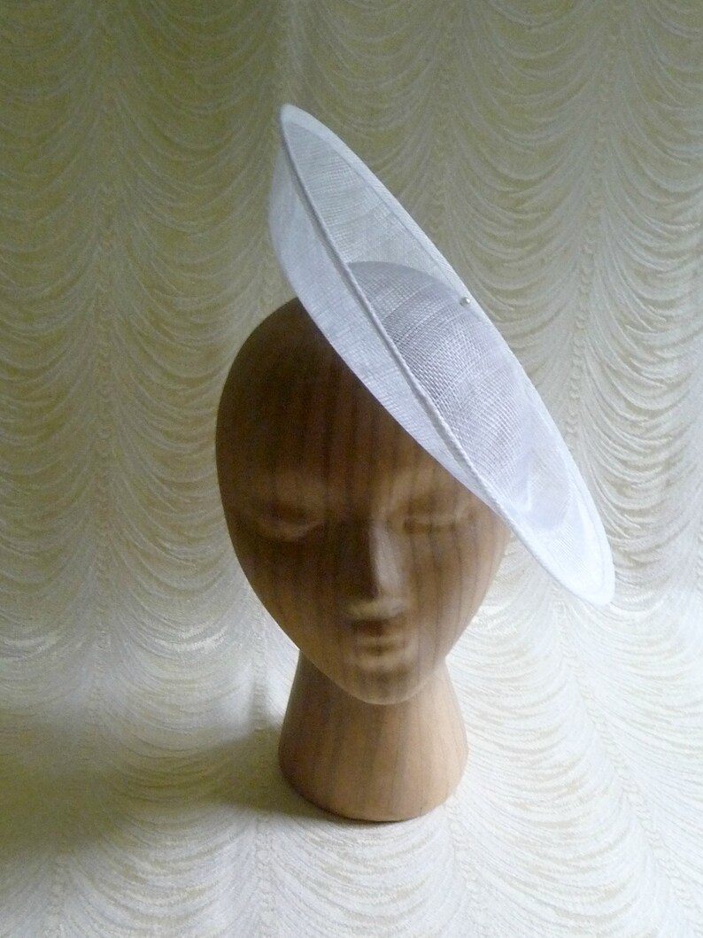 White Saucer Hat Base Contoured Sinamay Straw Fascinator Hat Etsy