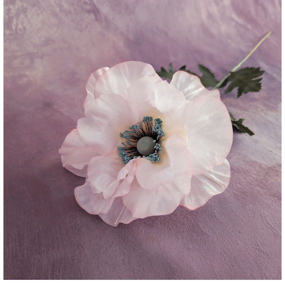 Pale Pink Vintage Millinery Poppy Flower NOS Germany Large Blossom for Hats Wedding Bouquet Floral Arrangements