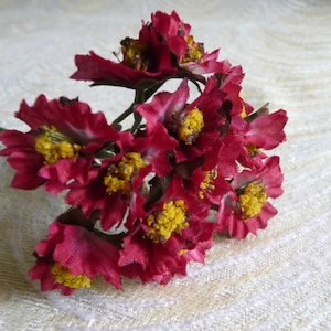 Small Millinery Flowers Dark Red Burgundy Bunch of Twelve for Hats, Corsages, Crafts, Crowns 2FN0032BU