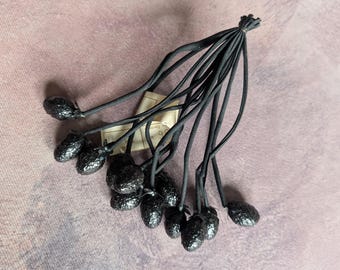 Vintage Black Berries Millinery Fruit on Dangle Stems NOS Germany Bunch of 12 for Hats Fascinators Crafts