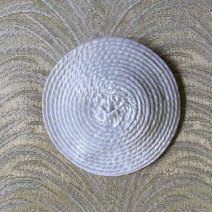 Small Round White Fascinator Base with Comb for DIY Straw Millinery Hat Projects