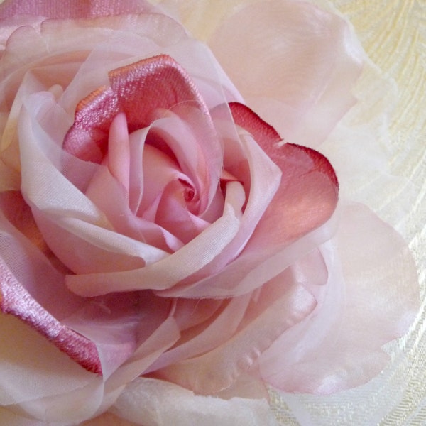 Large Pink Silk Rose with Velvet Millinery for Weddings Hats Gown Romantic Chic Feminine Vintage Style 3FN0063P