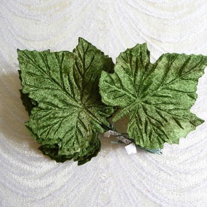 Vintage Velvet Leaves Green Maple Grape Millinery Bunch of 12 NOS for Crafts Hats Velvet Fall Crafts Pumpkins 7LS0006G image 4