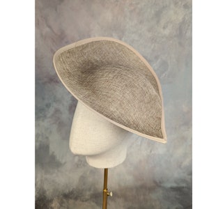 12" Beige Tan Hat Base Fascinator Hat Form for DIY Millinery Supply Teardrop Shape Buckram 30cm Wide Upturned Brim Not Ready To Wear