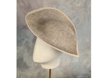 12" Beige Tan Hat Base Fascinator Hat Form for DIY Millinery Supply Teardrop Shape Buckram 30cm Wide Upturned Brim Not Ready To Wear