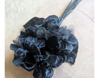 Navy Blue Silk and Velvet Millinery Flowers for Hats, Fascinators, Crafts