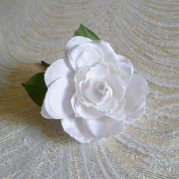 Millinery Gardenia Flower Snow White for Weddings, Boutonnieres, Corsage, Brooch, Camellia Blossom 2FV0027W