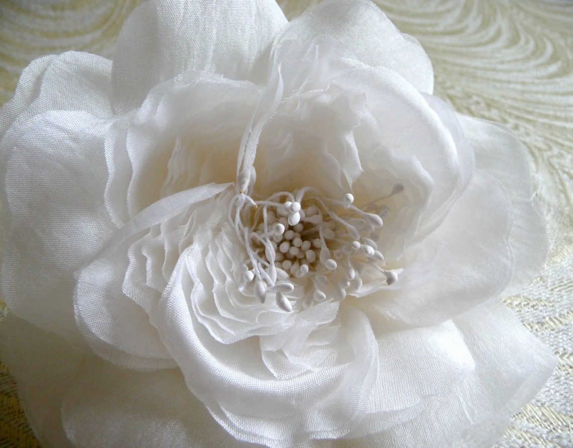 Delicate Silk Open Rose Pure White Wedding Flower for Bridal | Etsy