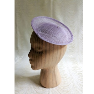 Lavender Saucer Fascinator Base Contoured Sinamay Straw Hatinator Form for DIY Millinery Supply 8 Inch  Round Shape Not Ready to Wear
