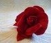 Small Velvet Rose Flower and Leaves in Red for Hats, Corsages, Brooch, Bouquets 4FN0101R 