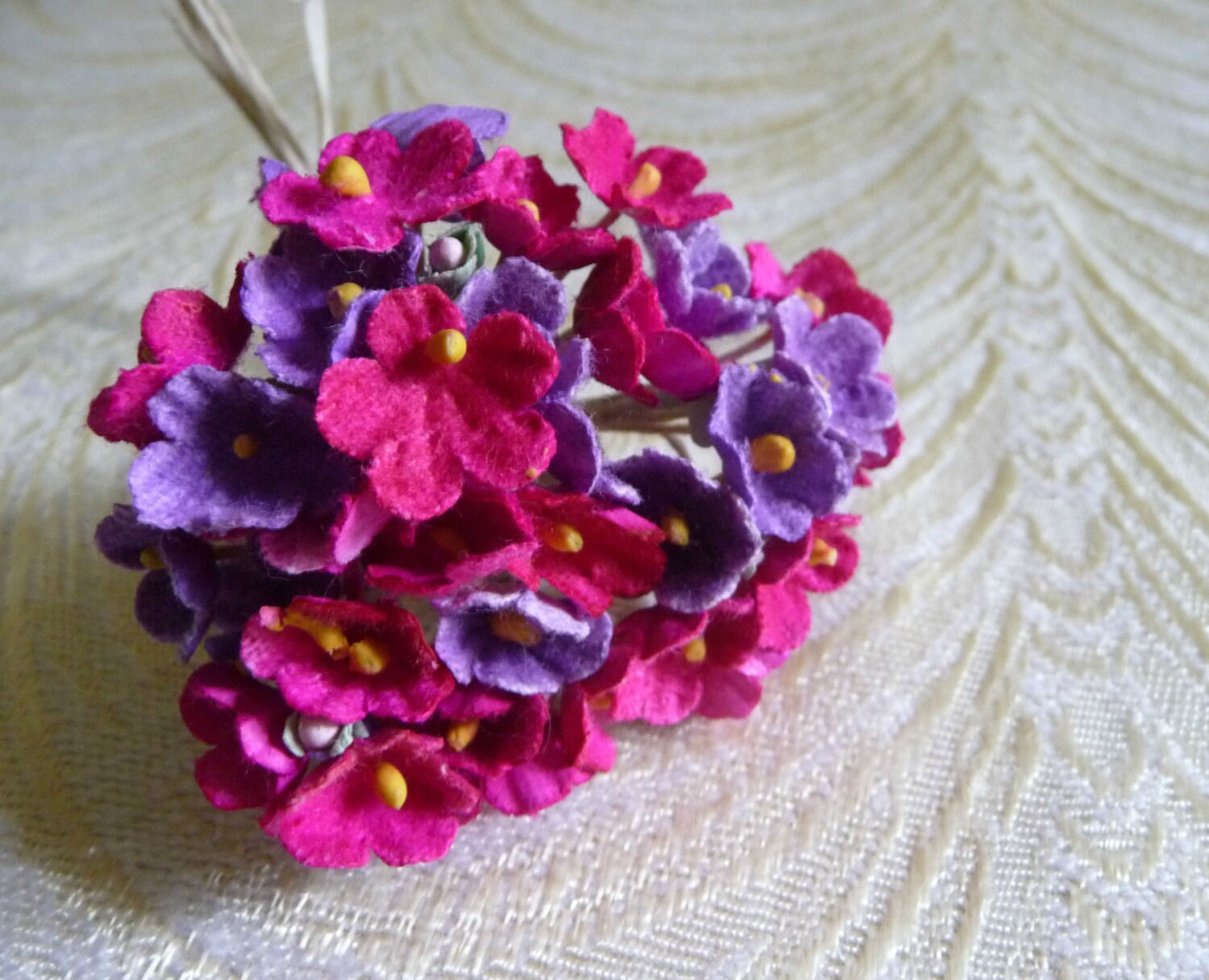Vintage Paper Forget Me Not Flowers Nos Tiny Fuchsia Pink Etsy