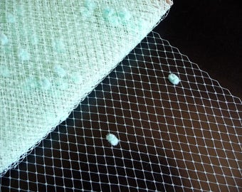 Voile à pois vert menthe de 9 pouces pour chapeaux, chapellerie, chenille tachetée, filet à oiseaux, filet français russe