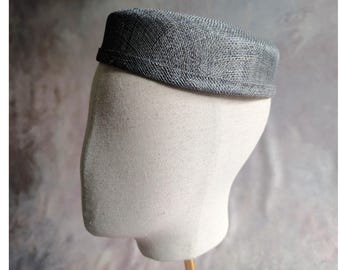 7" Charcoal Gray Pillbox Hat Base for DIY Hats Fascinators Millinery Supply Sinamay Rounded Shape Not Ready to Wear