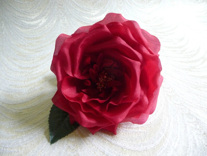 Silk Cabbage Rose Rich Red NOS Vintage Millinery Flower for Etsy