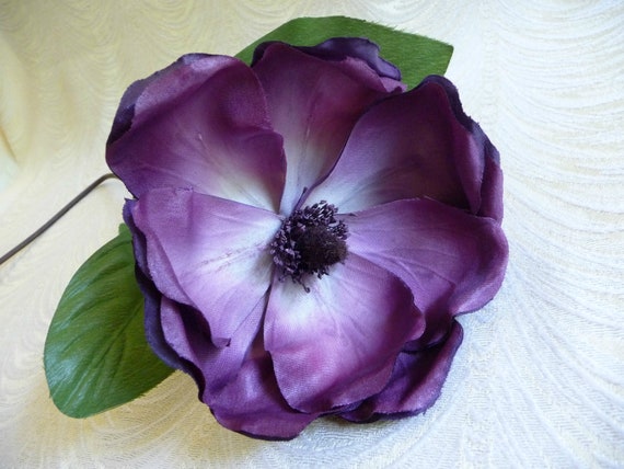 Large Magnolia Blossom Mauve Blush Pink with Leaves NOS Silk Flower for Millinery Hats Floral Arrangements Wreaths