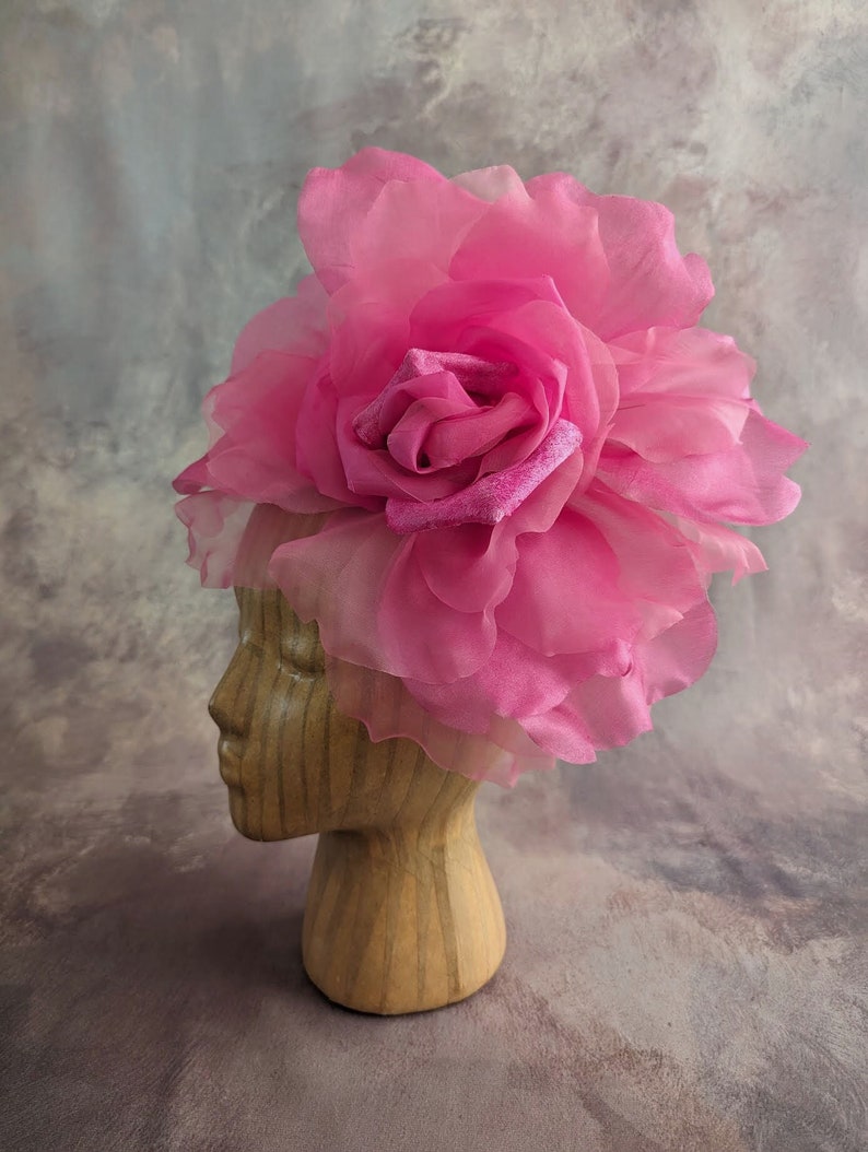 NEW COLOR Large 12 Silk and Velvet Hot Pink Fuchsia Rose for Hats Gowns Home Dec Fascinators Not Ready to Wear image 2