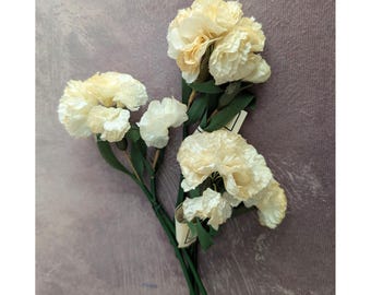 3 Vintage Millinery Flowers Aged White Ivory Blossoms on Stems from Germany NOS for Hats, Fascinators, Crafts