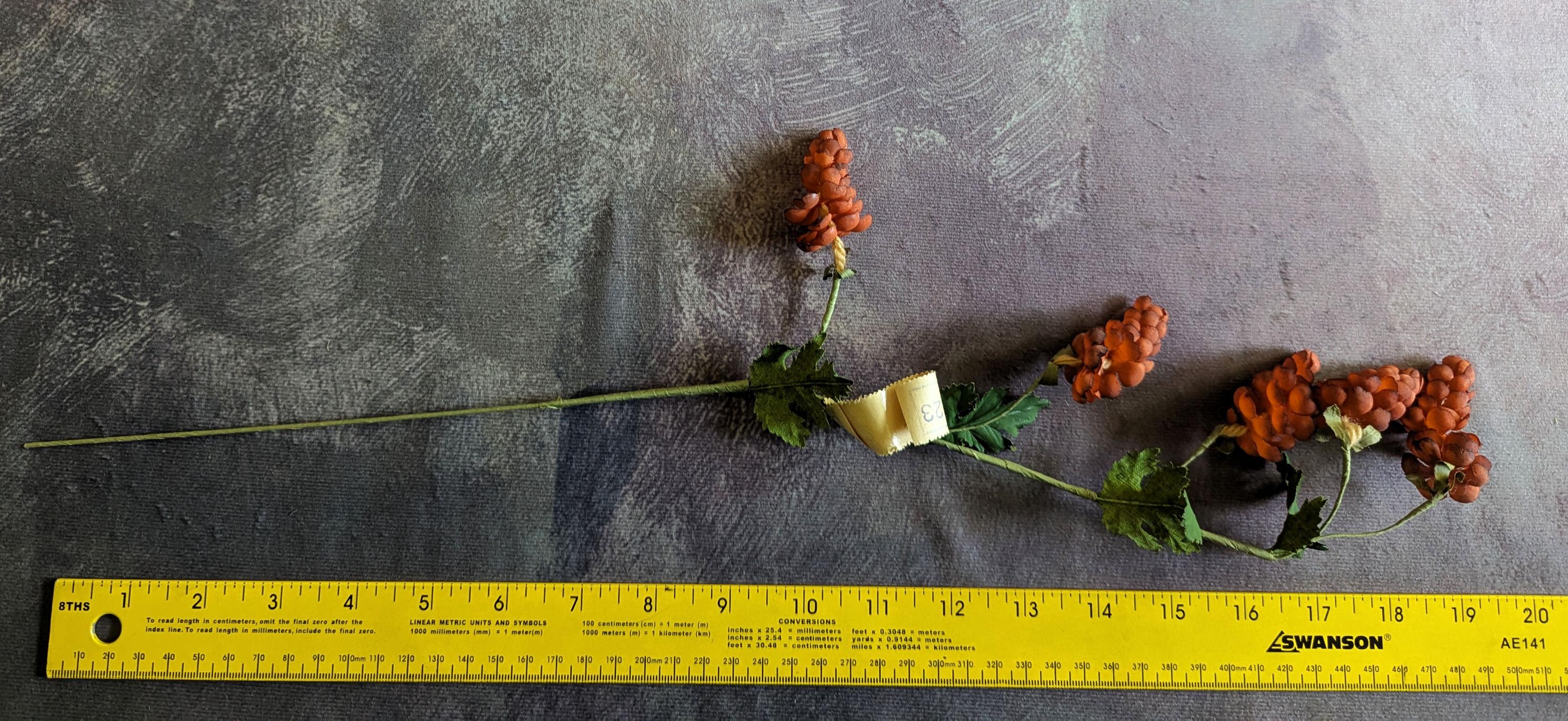 Hops Flowers Vintage Millinery Flowers Dangle Blossoms Rust Brown