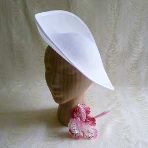 12 White Hatinator Base Fascinator Hat Form for DIY Millinery Supply Buckram 30cm Wide Upturned Brim Not Ready To Wear image 6
