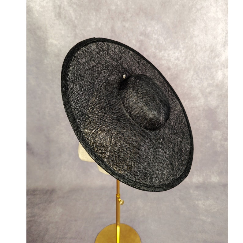 15 Black Cartwheel Hat Base Sinamay Straw Wide Brim Large Hat Form for DIY Derby Hat Millinery Supply Round Shape Not Ready to Wear image 1