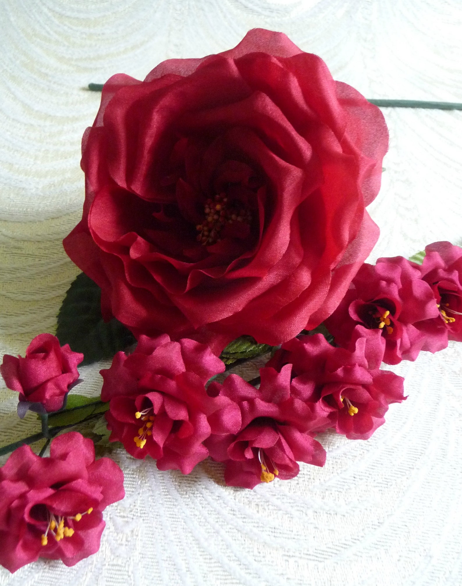 Silk Cabbage Rose Rich Red NOS Vintage Millinery Flower for Etsy