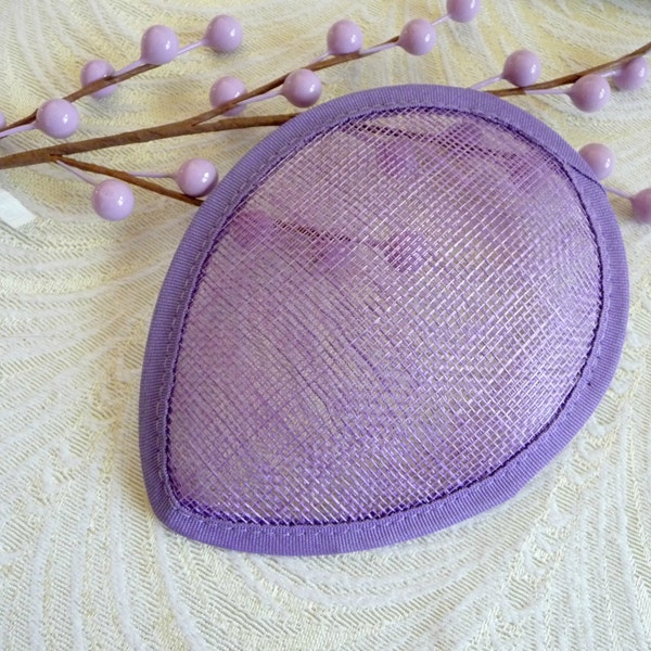 Lavender Sinamay Fascinator Base for DIY Hat Purple Millinery Supply Teardrop Shape