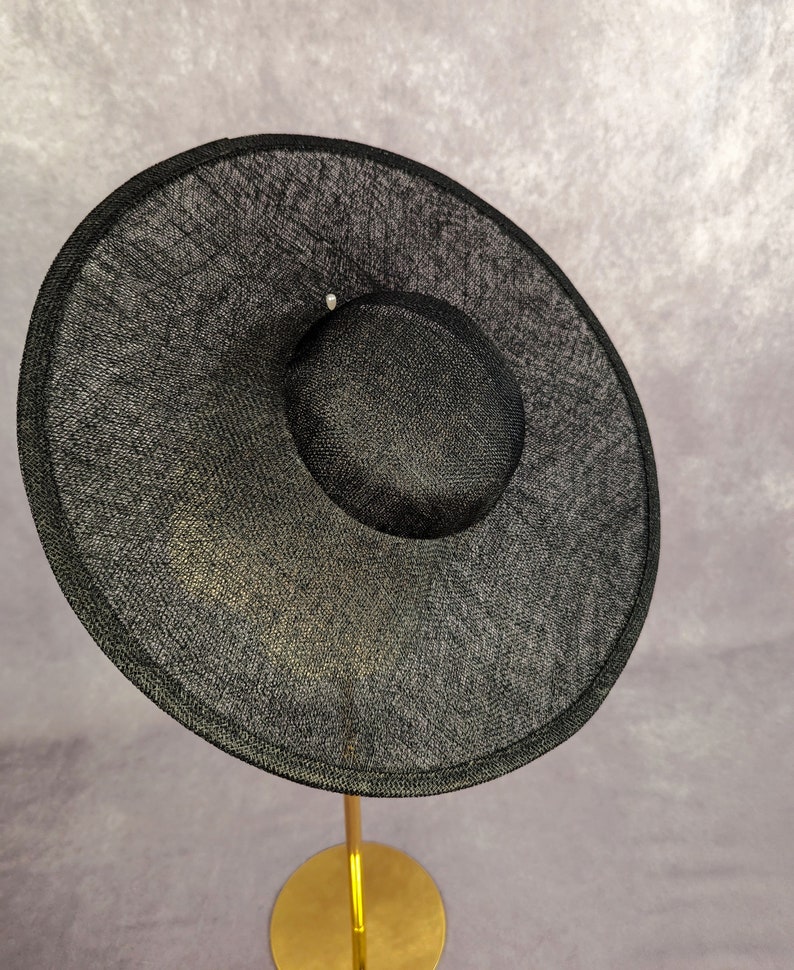 15 Black Cartwheel Hat Base Sinamay Straw Wide Brim Large Hat Form for DIY Derby Hat Millinery Supply Round Shape Not Ready to Wear image 4