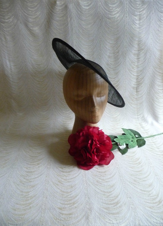 Black Saucer Hat Base Contoured Sinamay Straw Wide Hat Form Etsy