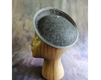 Gray Heather Tweed Fascinator Base Scoop Hat Form Upturned Brim for DIY Hat Millinery Supply Round Shape Not Ready To Wear