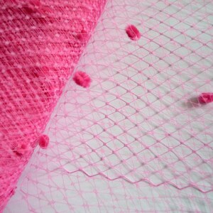 9 Inch Hot Pink Dot Veiling for Hats Millinery Supply Fuchsia Chenille Dotted Birdcage Russian French Netting DIY Veils Blushers Fascinators image 4