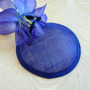 Royal Blue Fascinator Base Cobalt Sinamay Hat Form for DIY Hat Millinery Supply Round Shape