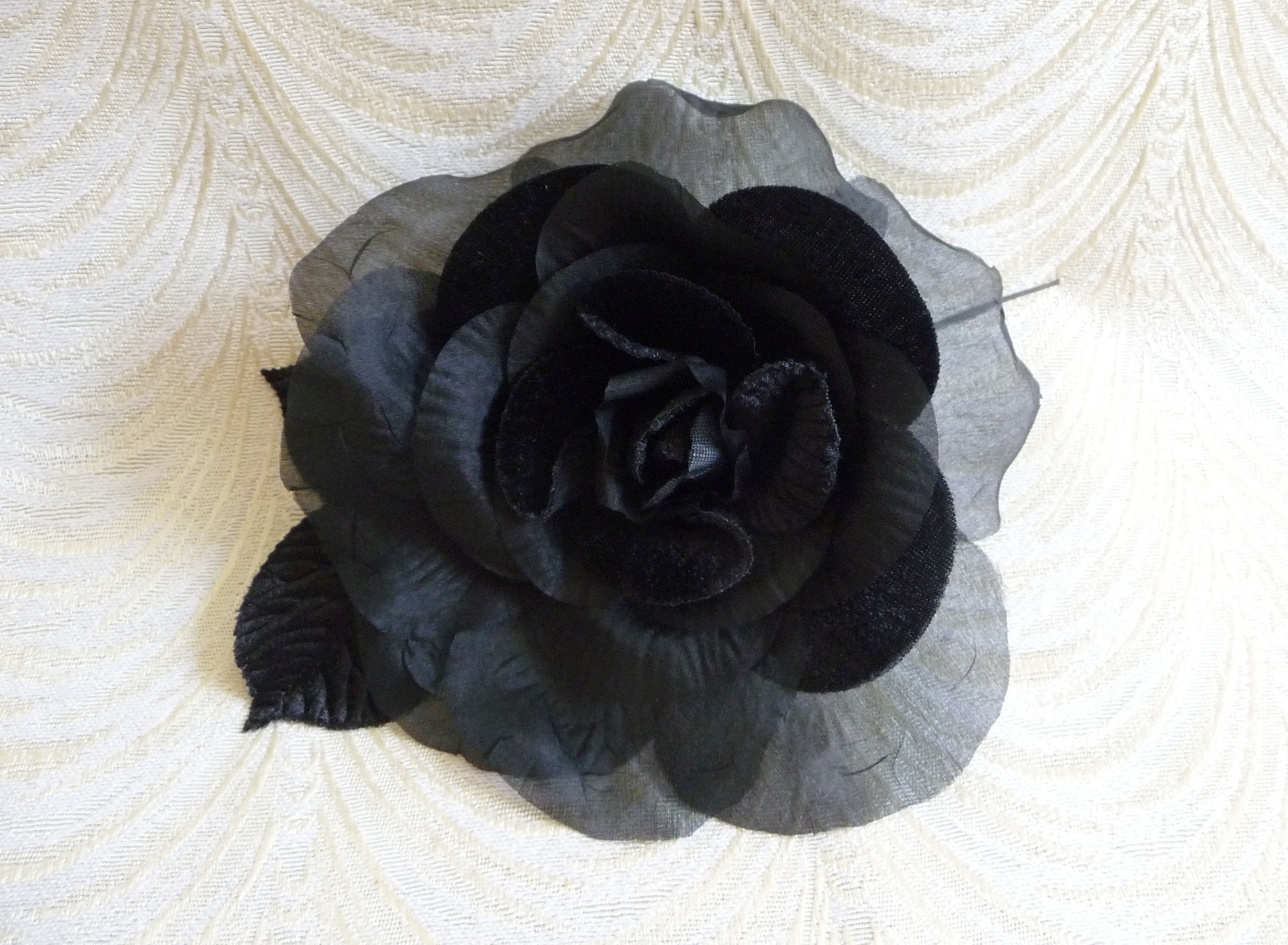 Silk Rose Heads, 12pcs, Black Artificial Flowers