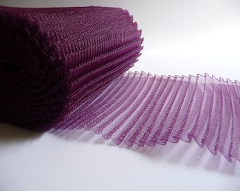 6 Inch Pleated Crinoline Plum Purple Horsehair Braid Thread Edge BTY Crin Aubergine for Hats DIY Millinery Supply Embellishment