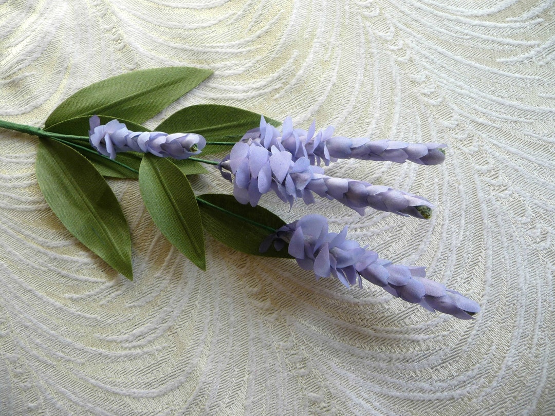 Vintage Lavender Silk Flower Spray Long Stem Spike Millinery Flowers