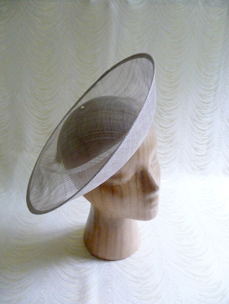 Taupe Gray Saucer Hat Base Contoured Sinamay Straw Fascinator Etsy