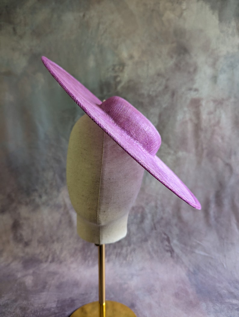 15 Orchid Cartwheel Hat Base Sinamay Straw Wide Brim Pink Purple Round Hatinator Form for DIY Derby Hat Millinery Supply Not Ready to Wear image 5