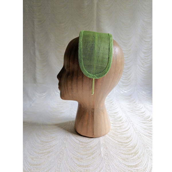 Apple Green Sinamay Fascinator Base on Headband for DIY Millinery